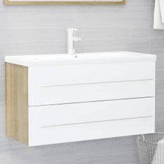Greatstore 2-delni komplet kopalniškega pohištva bel in sonoma hrast