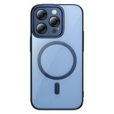 BASEUS Zaščitni set prozornega magnetnega ohišja in kaljenega stekla Glitter za iPhone 14 Pro Max (modra)