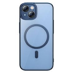 BASEUS Zaščitni set prozornega magnetnega ohišja in kaljenega stekla Baseus Glitter za iPhone 14 Plus (modra)