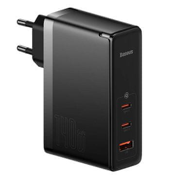 BASEUS GaN5 Pro 2xUSB-C + USB omrežni polnilec, 140 W (črn)