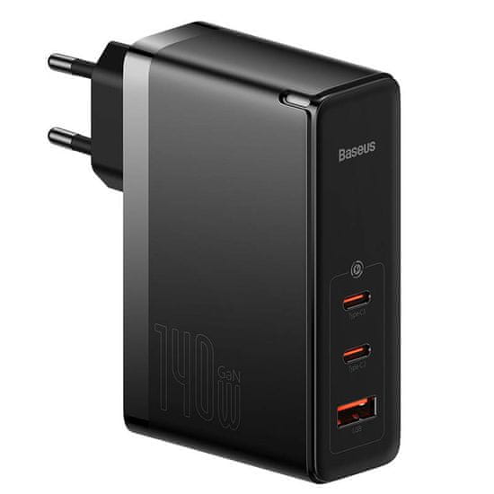 BASEUS GaN5 Pro 2xUSB-C + USB omrežni polnilec, 140 W (črn)