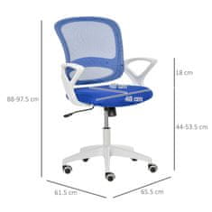 VINSETTO Ergonomski pisarniški stol z oblazinjenim sedežem in
mrežastim naslonom, nastavljiva višina, 65,5x61,5x88-
97,5 cm, modra