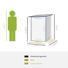 OUTSUNNY Outsunny Vrtna lopa iz pocinkane jeklene pločevine 0,92m², zunanja lopa za orodje z možnostjo zaklepanja, 100x103x160cm, siva