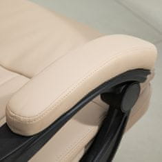 VINSETTO Pisarniški
masažni fotelj z nastavljivo
višino in
možnostjo odpiranja v imitaciji usnja, 67x69x106,5-
114,5 cm bež barve