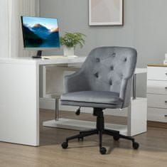 VINSETTO Ergonomski vrtljivi pisarniški stol s koleščki in nastavljivo višino, žametno oblazinjenje, 63x64x88-
96 cm, siva
