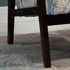 HOMCOM HOMCOM Oblazinjen fotelj za dnevno sobo z nasloni za roke iz lesa in zračne tkanine za dom in pisarno, cvet, 68,5x78,5x75 cm