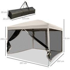 OUTSUNNY vodoodporen gazebo odstranljive stene z nosilno vrečko vrt jekla
oxford 3x3m kaki