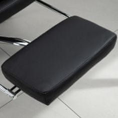 VINSETTO črn pisarniški stol iz usnja, nastavljiva višina s 155° nagibom naslona za hrbet in naslona za noge