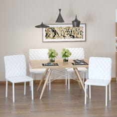 HOMCOM HOMCOM Komplet 4 stolov za jedilnico ali dnevno sobo z oblazinjenim sedežem in oblazinjeno belo usnje, 41x50x91 cm