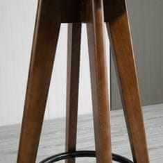 HOMCOM komplet 2 oblazinjenih vrtljivih barskih stolčkov z naslonom za noge, lesenimi nogami in sedežem iz tkanine