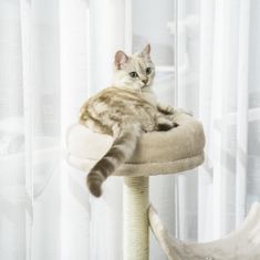 PAWHUT PawHut Drevo za praskanje za mačke z različnimi ploščadmi iz naravnega sisala Višina 105 cm, krem