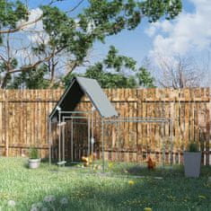 PAWHUT PawHut kokošnjak z vodoodporno streho iz volne Oxford, kletka za piščance in zajce iz pocinkanega jekla 2x1,05x1,72 m, srebrna