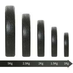 HOMCOM 40kg komplet telovadnih palic (4x5kg, 4x2,5kg,
4x1,5kg), telovadne uteži z 12 diski po 1,5kg, 2,5kg, 5kg, փ25mm, za trening doma