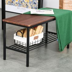 HOMCOM HOMCOM Jedilna miza v industrijskem slogu s klopjo z dvema sedežema in dvema stoloma iz lesa in kovine za dnevno sobo in kuhinjo v črni in rjavi barvi