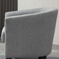 HOMCOM HOMCOM Moderni oblazinjeni fotelj z globokim sedežem, fotelj za dnevno sobo, 75x72x74cm, siva