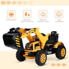 HOMCOM električni bager traktor za otroke bager igrača avto hitrost:
2,5 km/h 150 x 62 x 74 cm