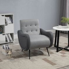HOMCOM HOMCOM Moderni fotelj za spalnico ali dnevno sobo, oblazinjen fotelj iz sive tkanine in kovine, 72x81x86cm