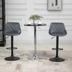 HOMCOM HOMCOM Komplet 2 barskih stolčkov, nastavljiva višina s kovinsko podlago in žametnim sedežem, moderni vrtljivi stolčki z naslonom in podnožjem, 46x48x83-104cm, siva in črna barva