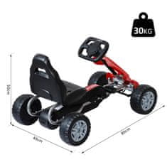 HOMCOM pedal go kart ergonomski
sedež za otroke 3 leta 80x49x50cm rdeča