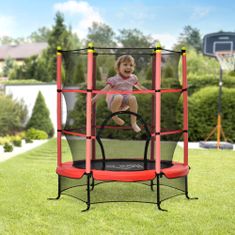 HOMCOM Trampolin za otroke 3-6 let z varnostno mrežo, trampolin z oblazinjenimi drogovi za dom in vrt Φ163cm