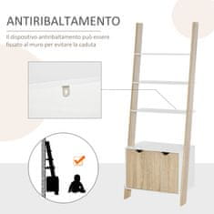 HOMCOM HOMCOM Knjigomat s 3 policami in omarico, sodoben lesen regal v nordijskem slogu, 60x40x171cm, hrast in bela barva, HOMCOM
