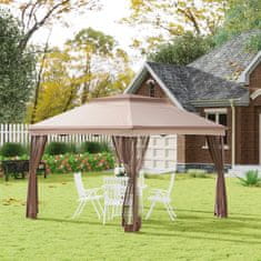 OUTSUNNY vrtni gazebo z zložljivo vodoodporno mrežo proti komarjem poliestrska tkanina platno
325×325cm