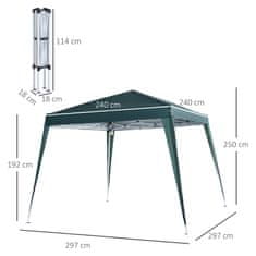 OUTSUNNY zložljiv vrtni gazebo 3x3m, jekleni okvir, vetrovne vrvi in torba za prenašanje,
zelena