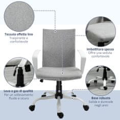 VINSETTO Pisarniški stol, ergonomski vrtljivi stol, pisarniški stol z nastavljivo višino v sivi tkanini, 61x61x89-99cm