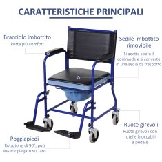 HOMCOM HOMCOM Kopalniški stol na kolescih z odstranljivo železno cevjo in PVC cevjo 83 x 53 x 85 cm