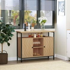 HOMCOM večnamenska moderna kredenca z dvemi vrati in odprtimi predali iz MDF in kovine, 100x35x80 cm