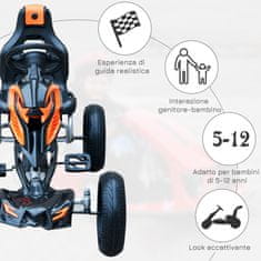 HOMCOM gokart z jeklenimi pedali,
oranžna in črna barva, 122
x 60 x 70 cm