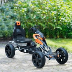 HOMCOM gokart z jeklenimi pedali,
oranžna in črna barva, 122
x 60 x 70 cm