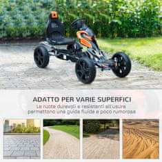 HOMCOM gokart z jeklenimi pedali,
oranžna in črna barva, 122
x 60 x 70 cm