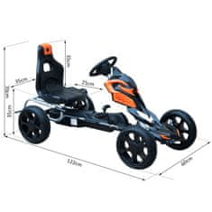 HOMCOM gokart z jeklenimi pedali,
oranžna in črna barva, 122
x 60 x 70 cm