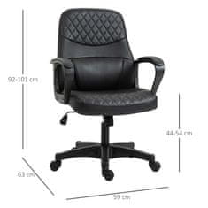 VINSETTO pisarniški stol z 2 masažnima točkama in USB priključkom, črno usnje z
nastavljivo višino,
59x63x92-101cm