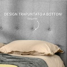 HOMCOM Oblazinjeno vzglavje zakonske postelje, gumbno prešito vzglavje in oblazinjenje iz tkanine za spalnico, 160x120cm, siva
