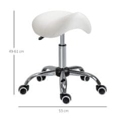 HOMCOM HOMCOM sedlasti delovni stol s kolesi in nastavljivo višino za frizerske in tetovatorske salone, 52x53x49-61cm, bež