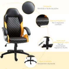 VINSETTO ergonomski pisarniški stol z nastavljivo višino, kolebnico in vrtljivimi kolesi oranžne barve, 64,5x72x121-131cm