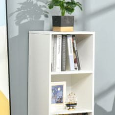 HOMCOM HOMCOM Lesena knjižna omara, knjižni regal s 3 policami in 1 leseno omarico, 40 × 30 × 129,5 cm, bela