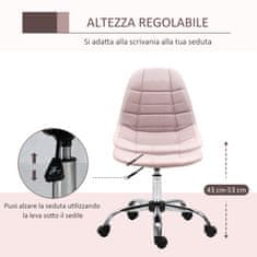 VINSETTO pisarniški in pisarniški vrtljivi stol, ergonomska in nastavljiva oblika, brez naslonjal za roke, roza,
59x59x81-91cm