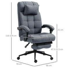 VINSETTO Ergonomski pisarniški stol Recliner z naslonom za glavo in noge
Izvlečno, 66x70x116- 124 cm, siva