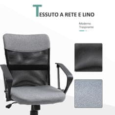 VINSETTO pisarniški stol iz sive tkanine, ergonomski vrtljivi pisarniški stol, 60 x 66 x 91- 101cm