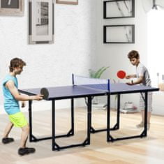HOMCOM Zložljiva in prostorsko varčna miza za
namizni tenis z mrežo za notranjo uporabo, iz jekla in MDF,
182x91x76cm, modra