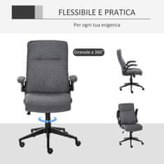 VINSETTO ergonomski vrtljiv, oblazinjen in nastavljiv
pisarniški stol z nasloni za roke iz sivega platna, 67x70x108- 118 cm