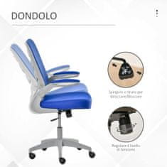 VINSETTO Ergonomski pisarniški stol, vrtljivi fotelj, nastavljiva višina in dvižni nasloni za roke, 58,5x58x94,5- 103,5 cm, modra