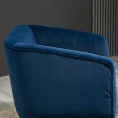 HOMCOM HOMCOM Moderni fotelj v nordijskem slogu, oblazinjen z žametnim oblazinjenjem in lesenimi nogami, modra barva, 71x65x76 cm