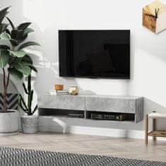 HOMCOM HOMCOM viseče televizijsko stojalo s 4 predali in 2 zložljivima vratoma, konzola za televizor do 60'' in odprtinami za kable, siva, 140x32x31 cm
