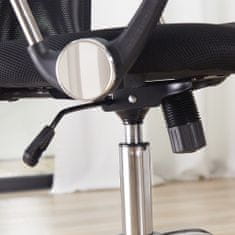 HOMCOM HOMCOM Ergonomski vrtljivi pisarniški stol s koleščki, nastavljivo višino in mrežastim naslonom, 63x65x109-119cm, črn