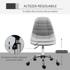 VINSETTO pisarniški in pisarniški vrtljivi stol, ergonomska in nastavljiva zasnova, brez naslonjal za roke, siv,
59x59x81-91cm