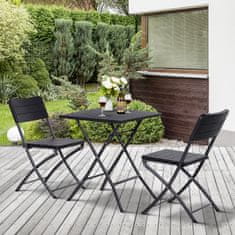 OUTSUNNY komplet 3 kosi vrtnega pohištva: 2 stola (54x44,5x81 cm) 1 miza (61,6x61,6x74 cm), zložljiva
in varčna s prostorom, črna